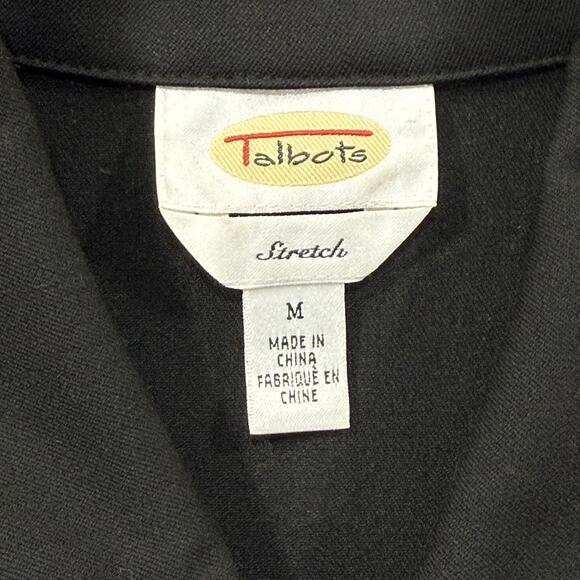 Talbots Womens Black Stretch Zip Front‎ Jacket Medium Collared Long Sleeve Top - Picture 3 of 8